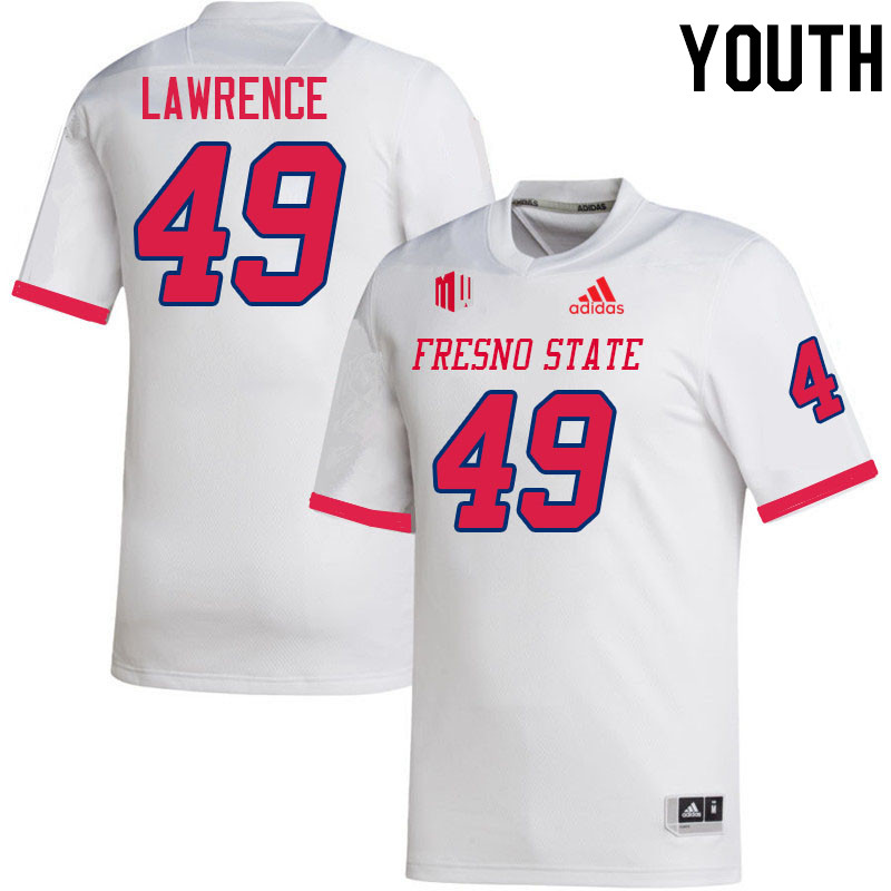 Youth #49 Clay Lawrence Fresno State Bulldogs College Football Jerseys Stitched-White